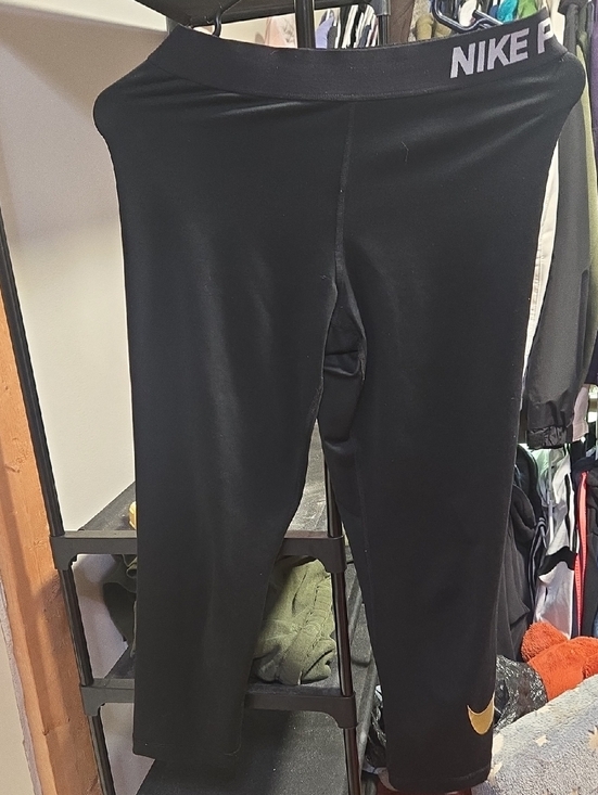 Nike Pants - Nike Black Leggings with Gold Swoosh and NIKE PRO Waistband